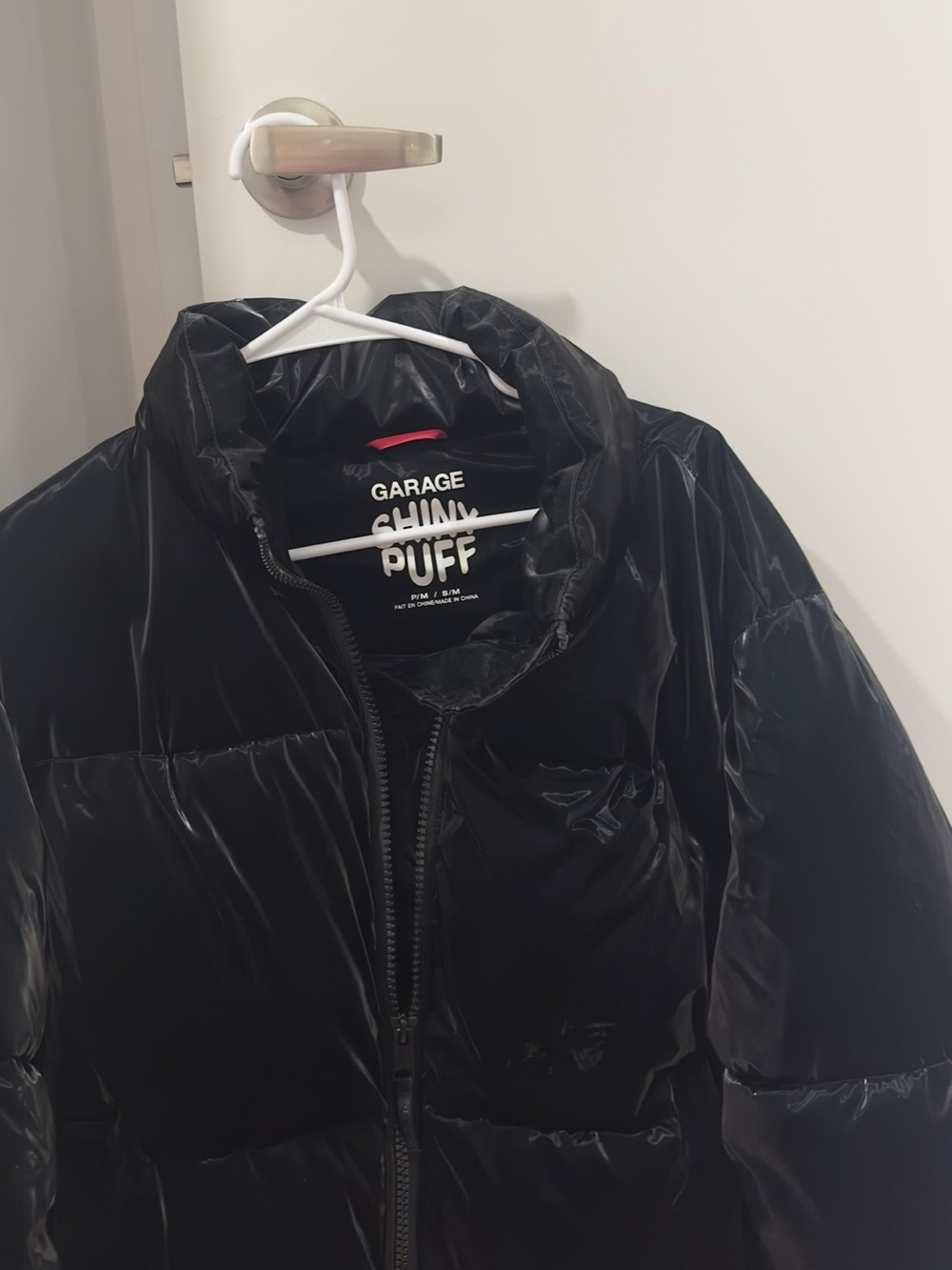 Garage Shiny Black Puff Jacket - Picture 2 of 5